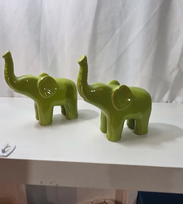 Green Ceramic Elephant Figurines - Set of 4 image indicator(4)