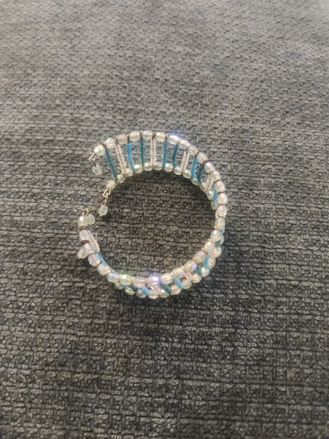 Handmade Beaded Bracelet - Blue & White