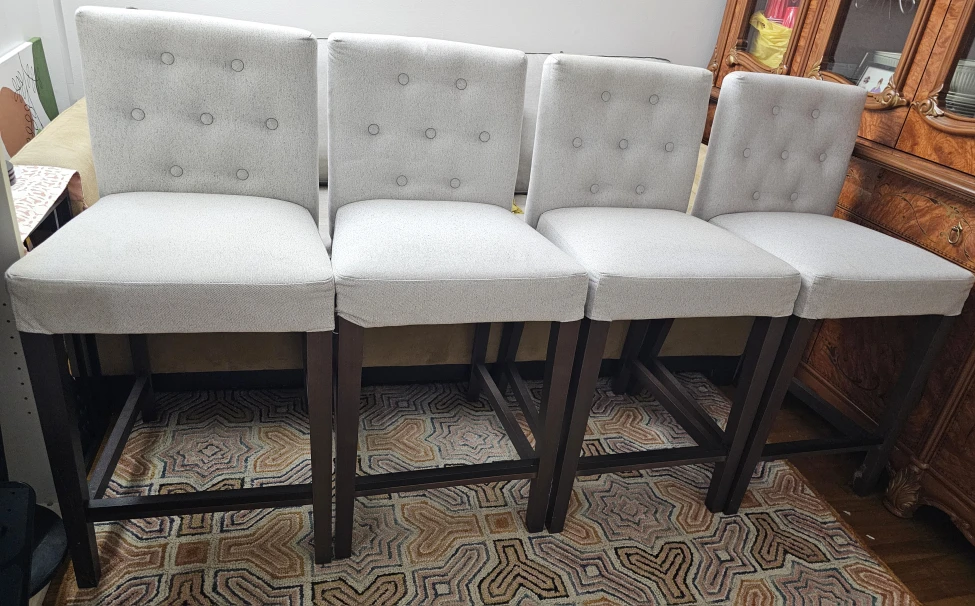 Set of 4 Upholstered Counter Height Stool