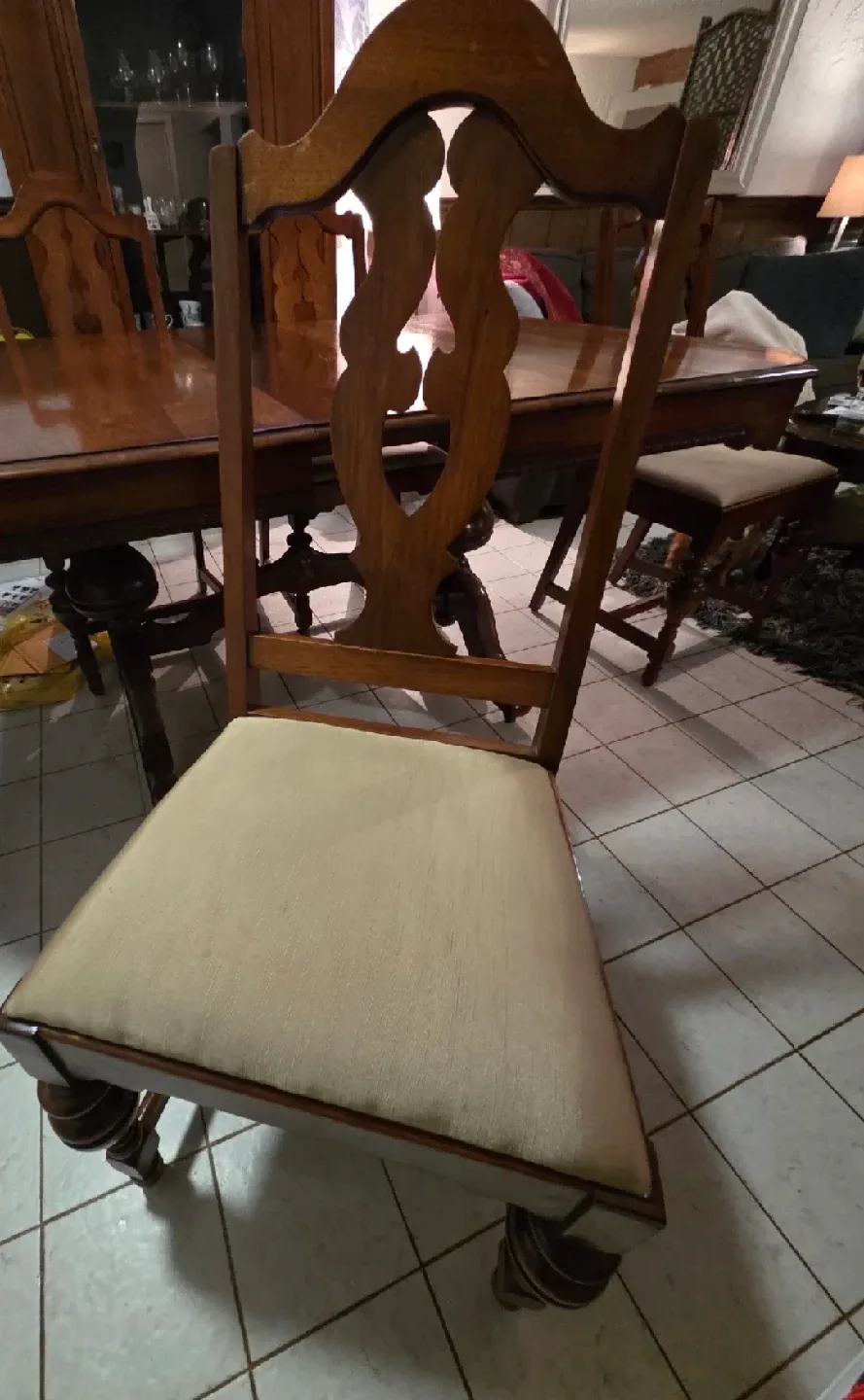 Antique Wooden China Cabinet & Dining Table Set image indicator(8)