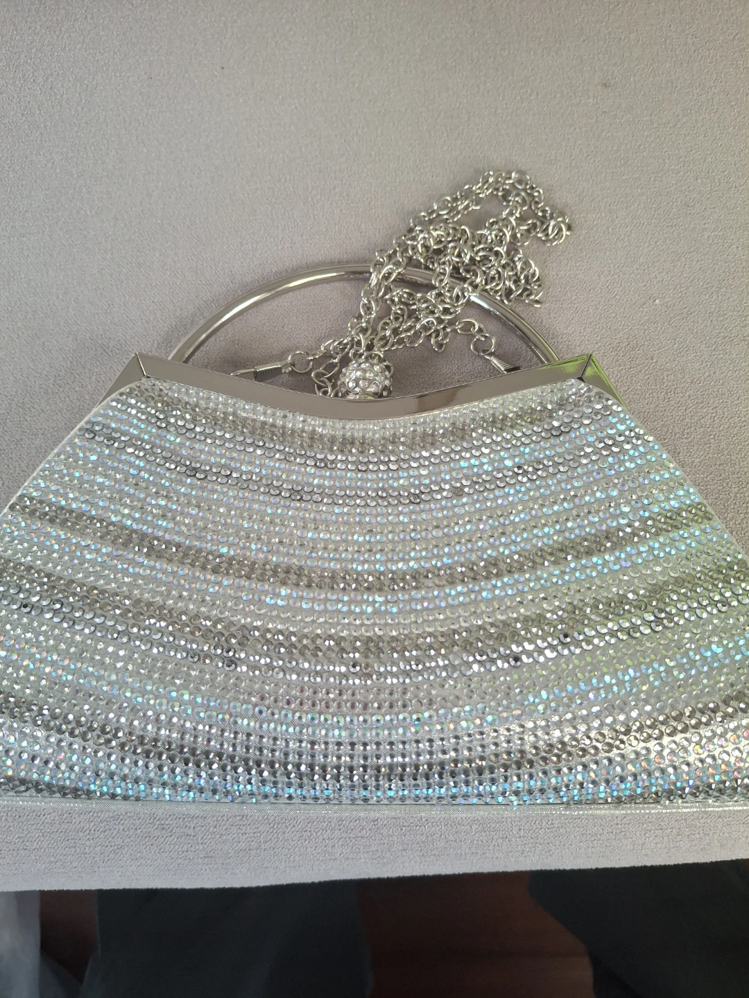 Silver Rhinestone Evening Bag