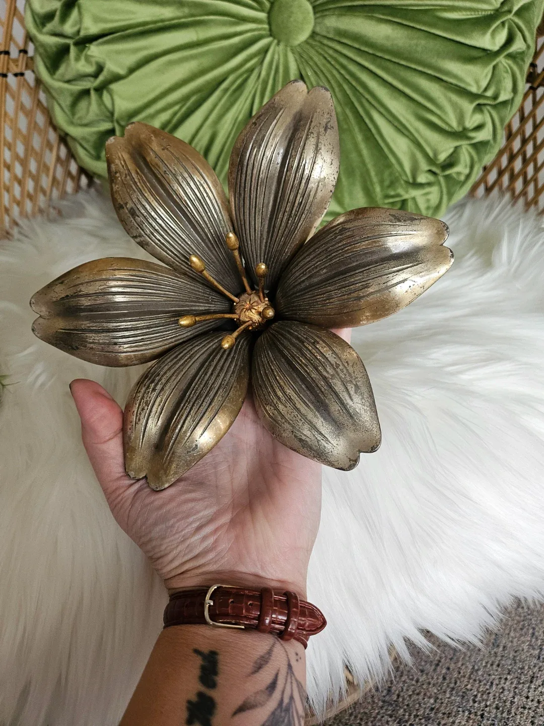 Vintage S. Agudo Flower Ashtray 1950s image indicator(3)