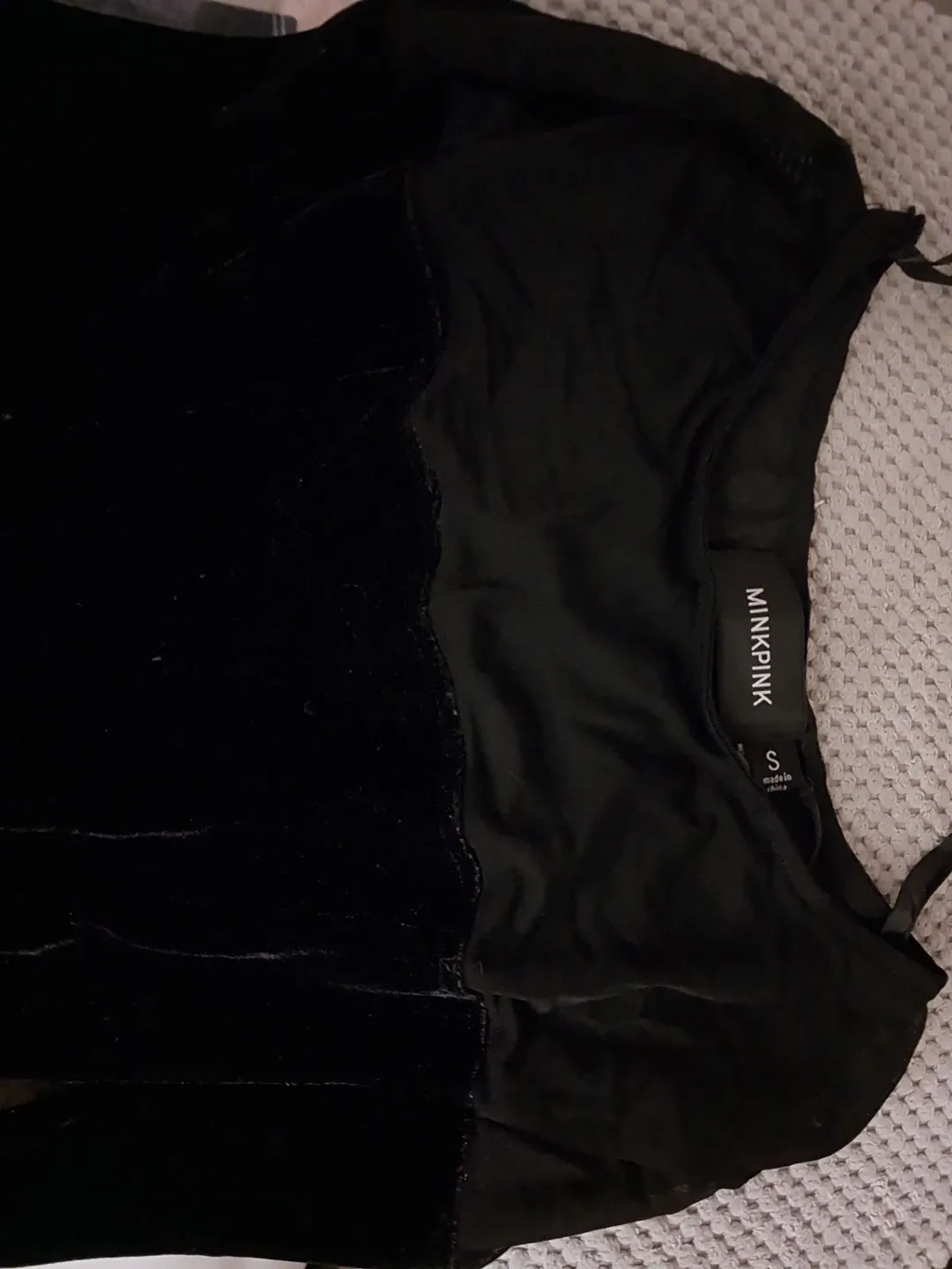 MINKPINK Black Velvet Mini Dress - Size S image indicator(6)