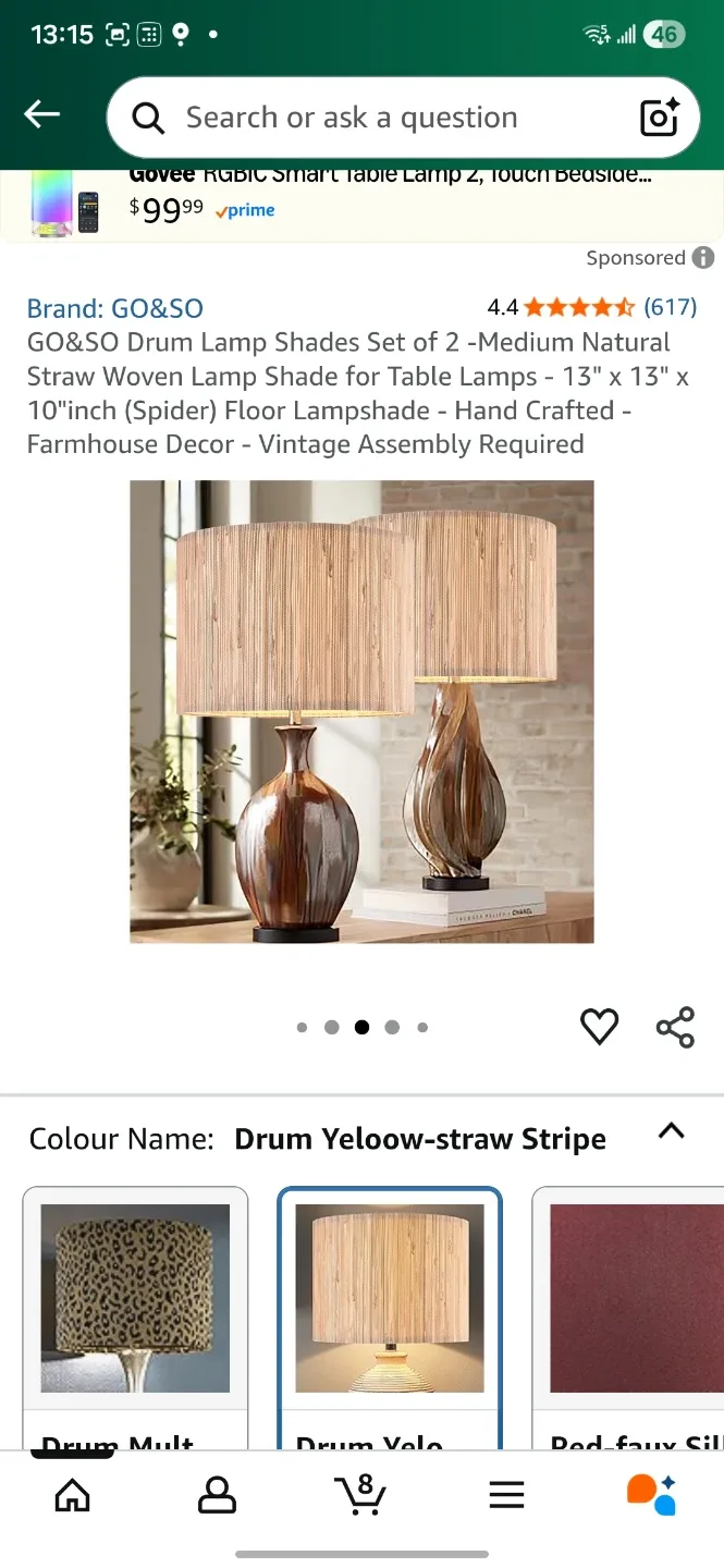 GO&SO Drum Lamp Shade - Yellow Straw Stripe