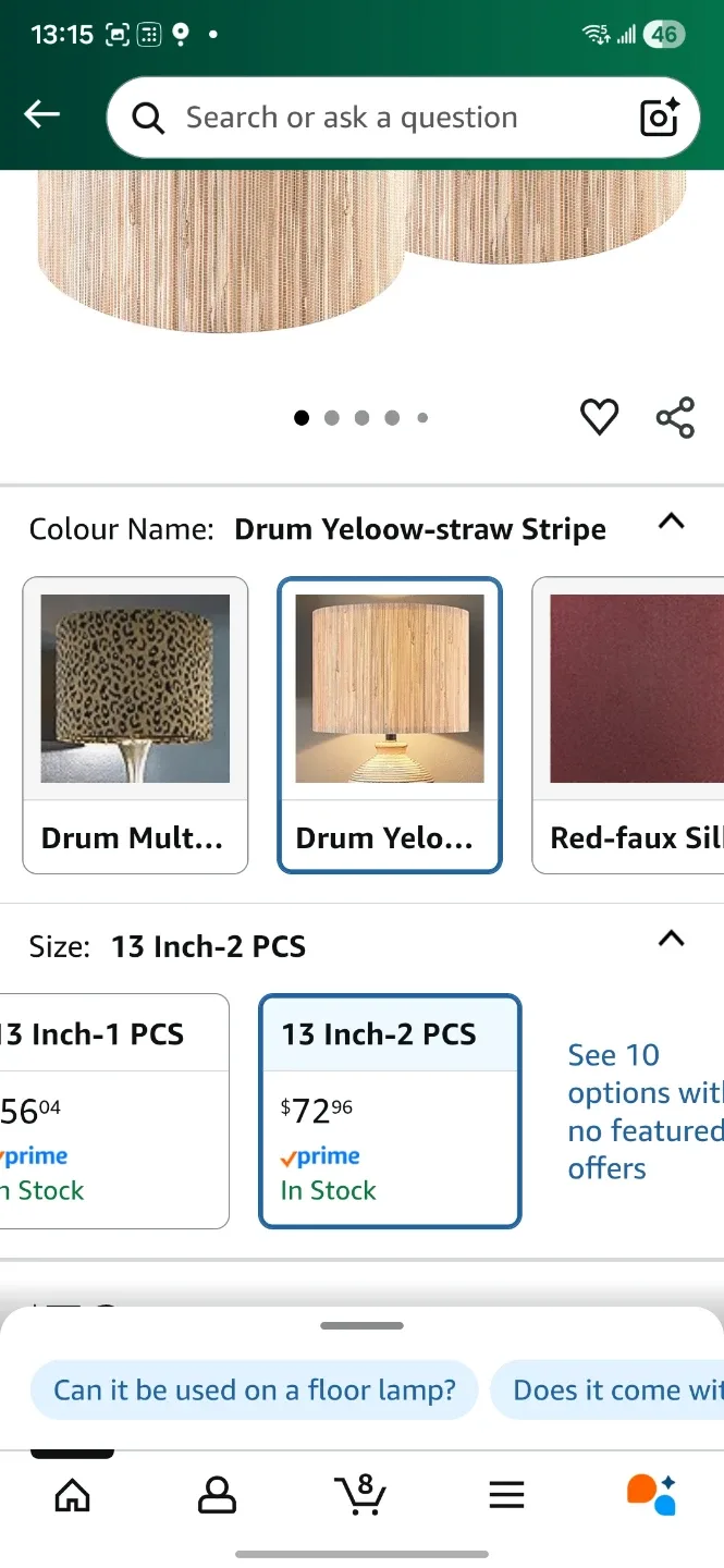 GO&SO Drum Lamp Shade - Yellow Straw Stripe image indicator(4)