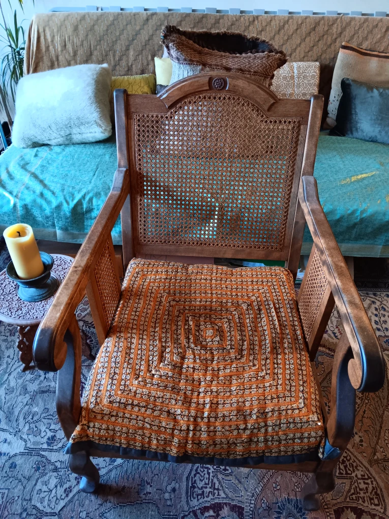 Vintage Wood & Wicker Armchair