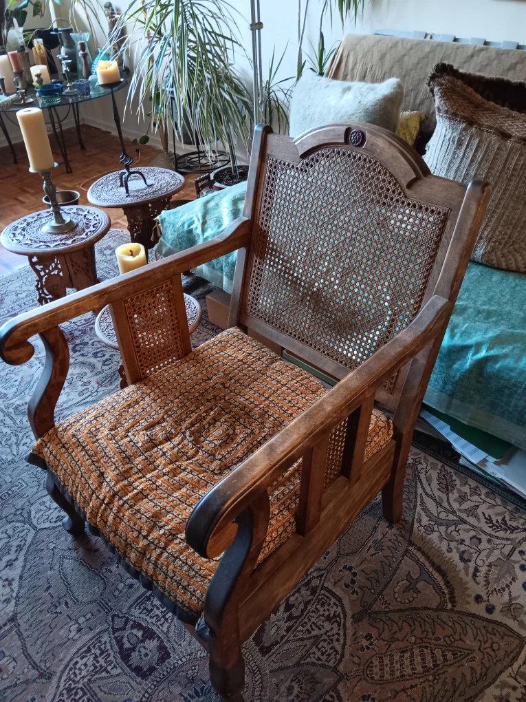 Vintage Wood & Wicker Armchair - photo 2