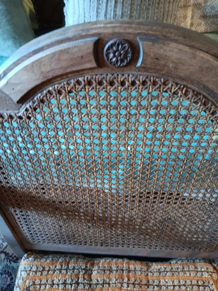 Vintage Wood & Wicker Armchair image indicator(3)