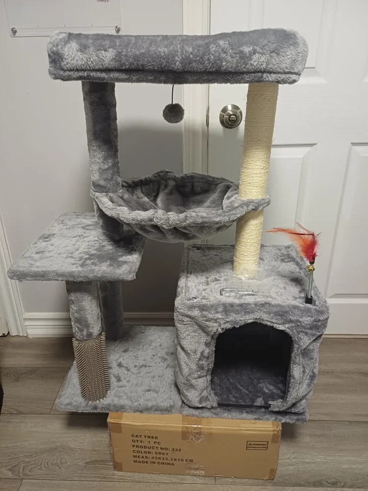 Grey Cat Tree with Scratching Post & Condo image indicator(4)