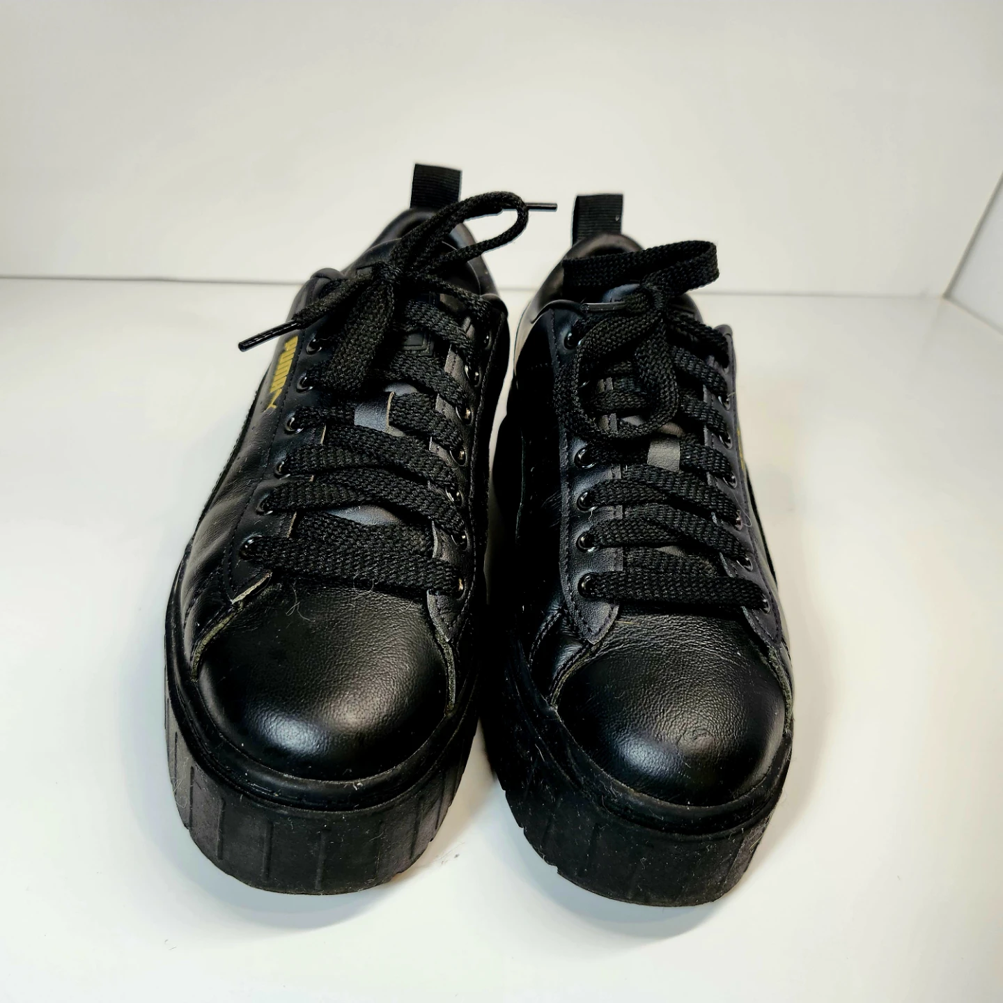 Puma Mayze Leather Platform Sneakers - Black, US 7 - photo 3