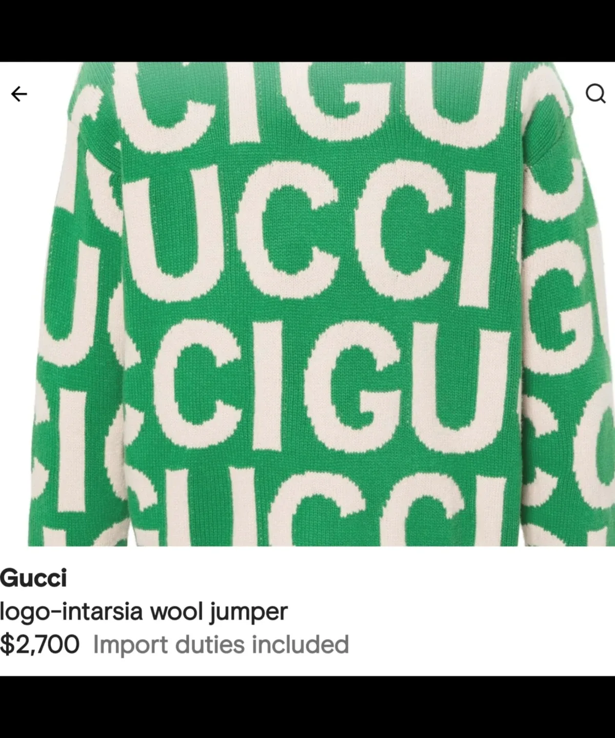 Gucci Logo Intarsia Wool Jumper
