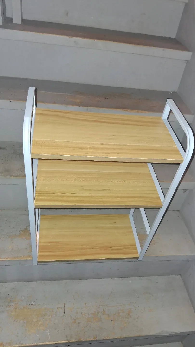 3-Tier Shelf Rack - White & Wood 🥕 image indicator(2)