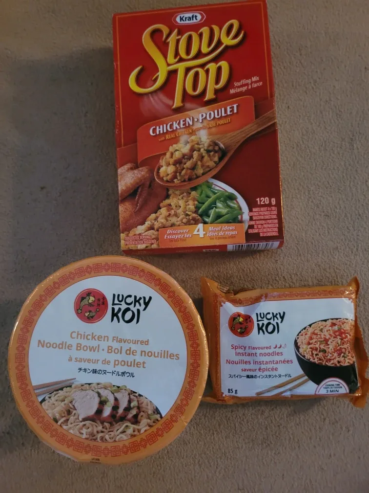 Kraft Stove Top Chicken Stuffing Mix & Koi Noodles🥕 Freecycle