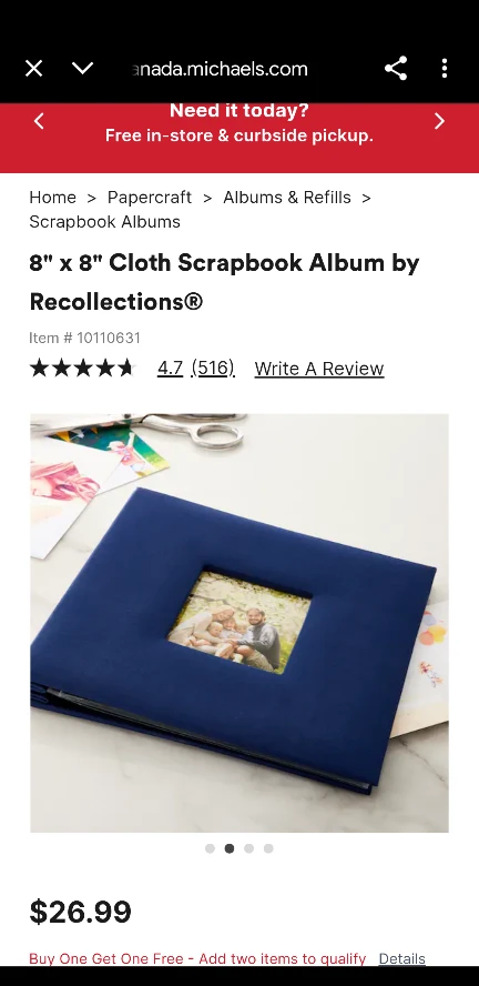 Recollections 8" x 8" Cloth Scrapbook Album - New