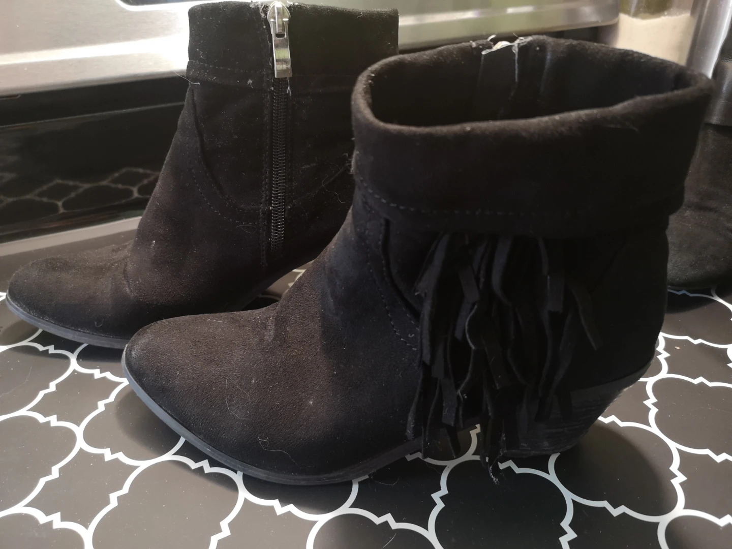 Fringe Ankle Boots - Size 8