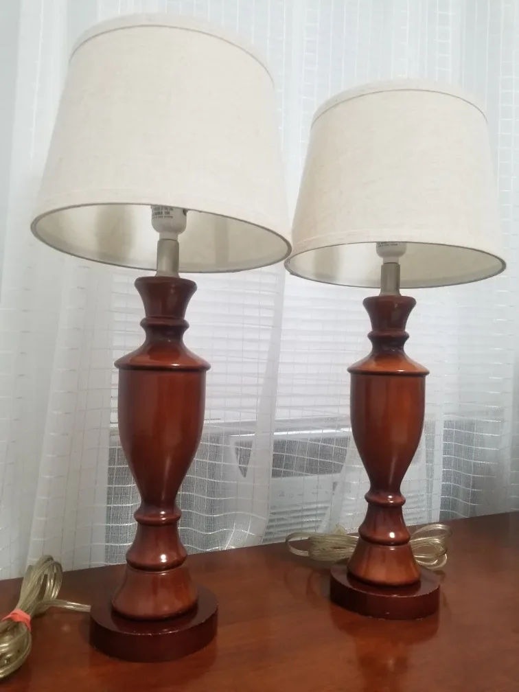 Pair of Wooden Table Lamps