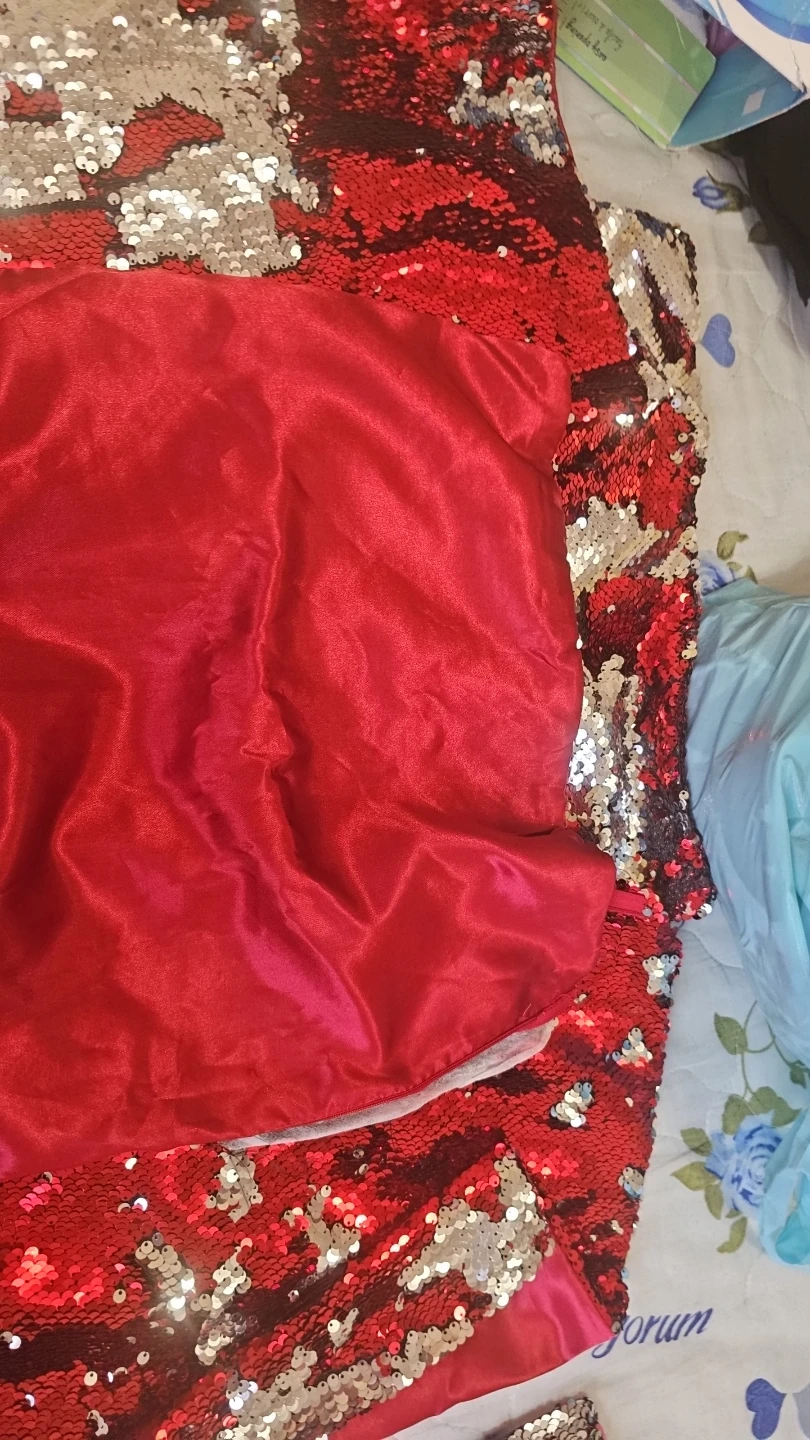 Sequin Pillow Cover - Red & Gold - photo 5
