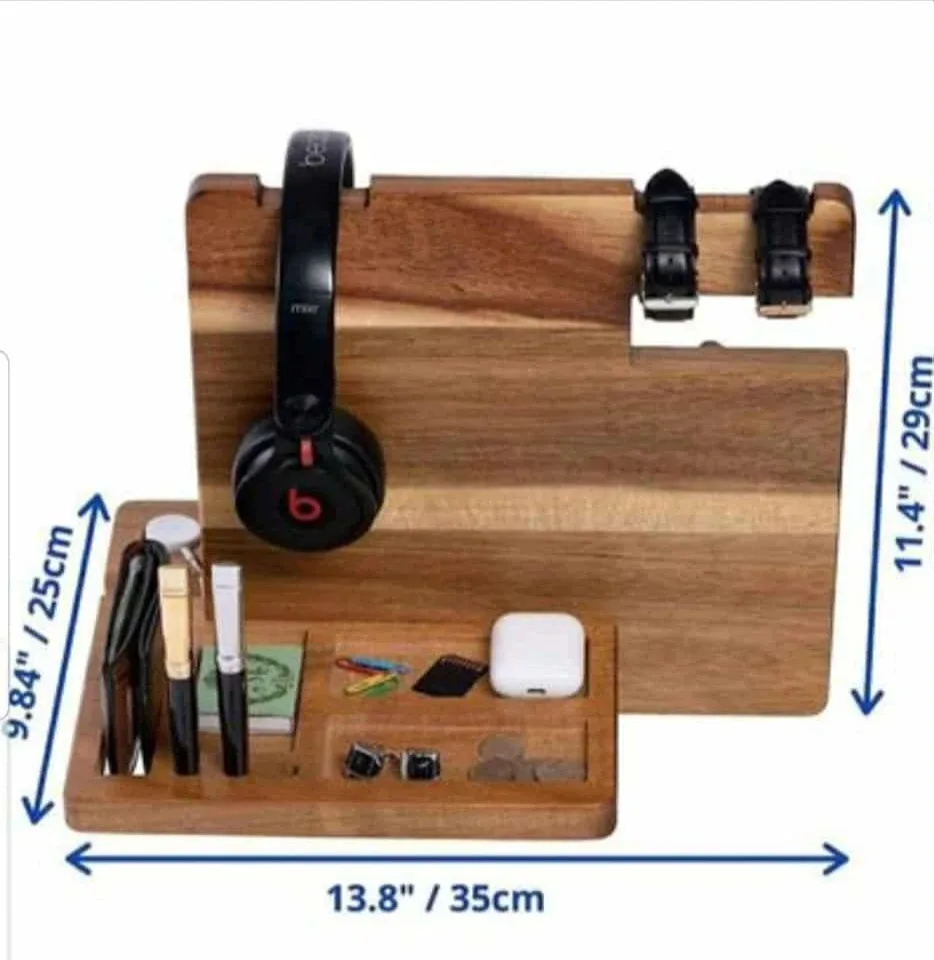 WUTCRFT - Wood Docking Station/Nightstand Organizer with... image indicator(3)