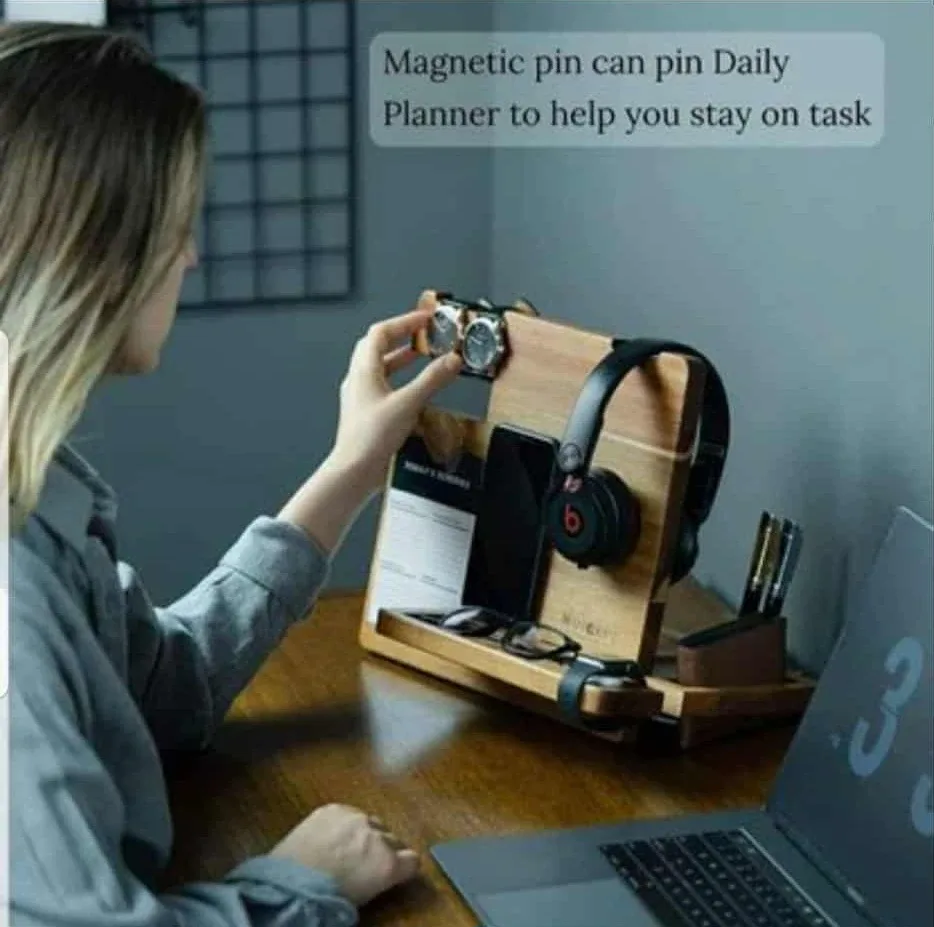 WUTCRFT - Wood Docking Station/Nightstand Organizer with... image indicator(5)