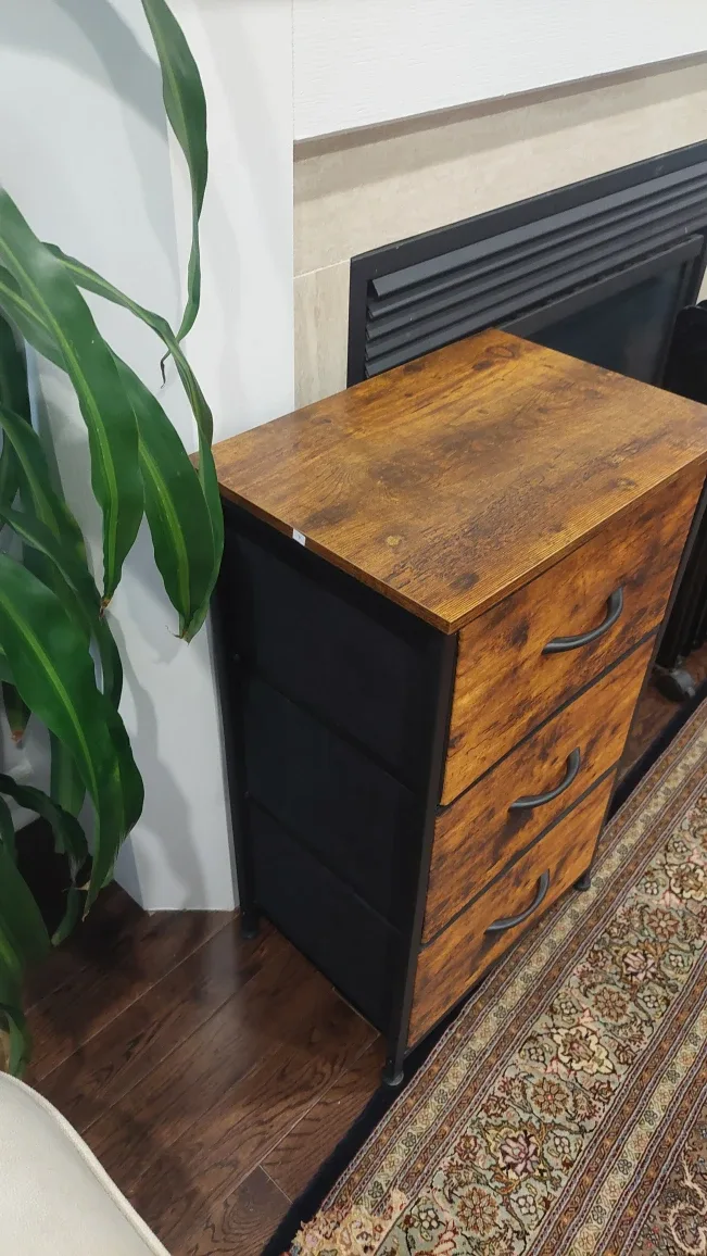 Wood & Black 3-Drawer Storage Cabinet image indicator(3)