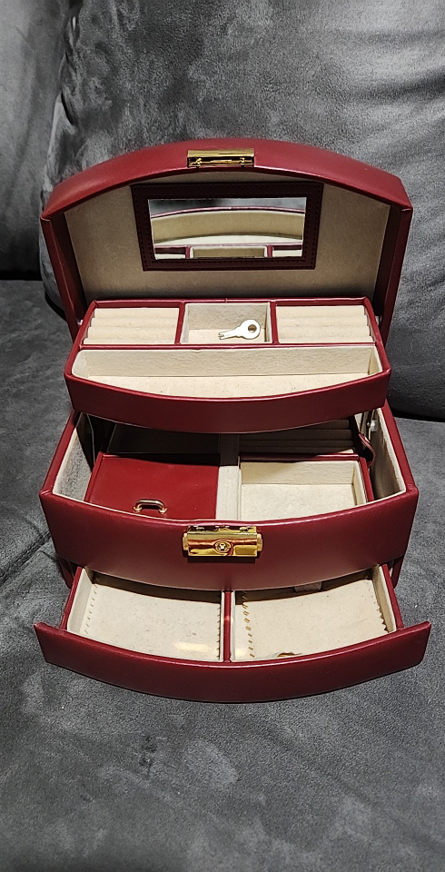 Red Faux Leather Jewelry Box