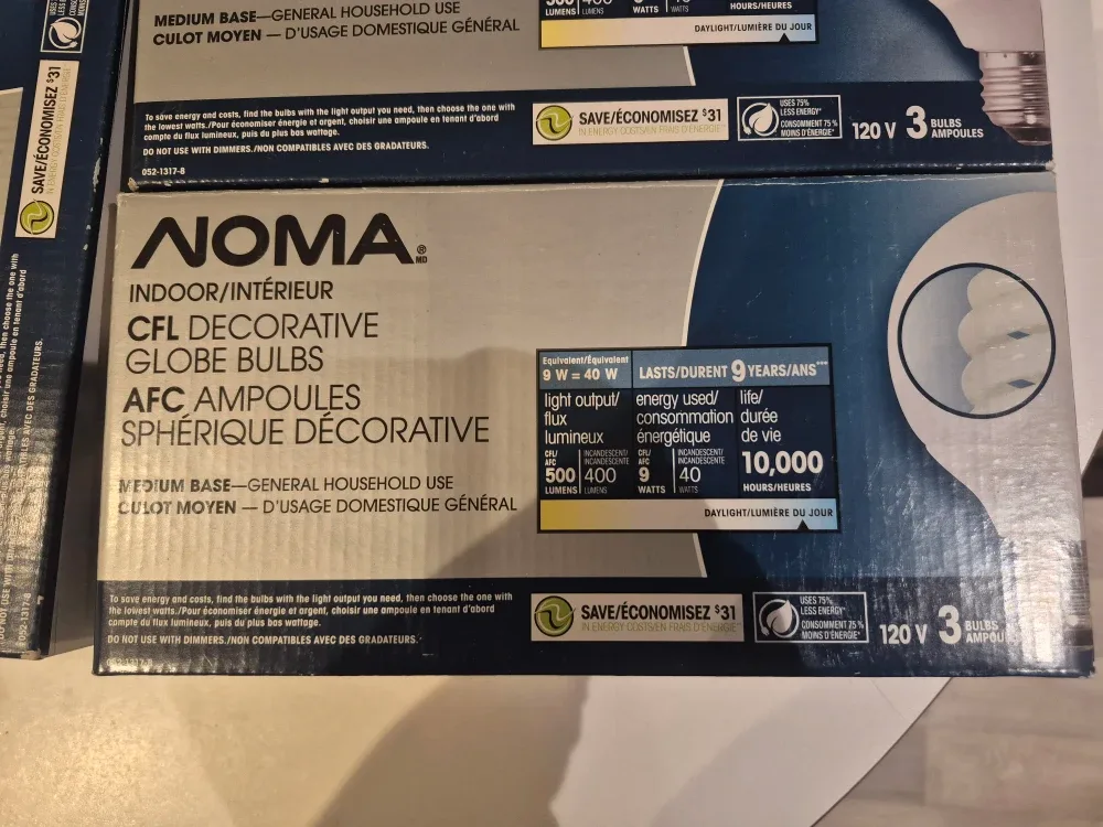 NOMA Indoor/Interior CFL Decorative Globe Bulbs - New image indicator(2)