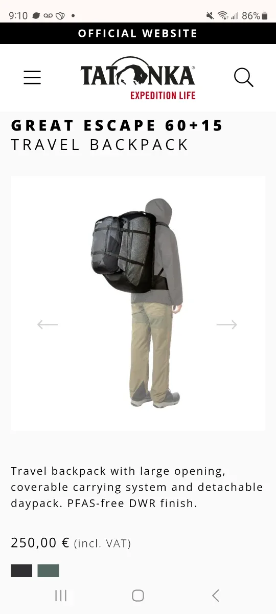 Tatonka Great Escape 60+15 Travel Backpack XXL Black