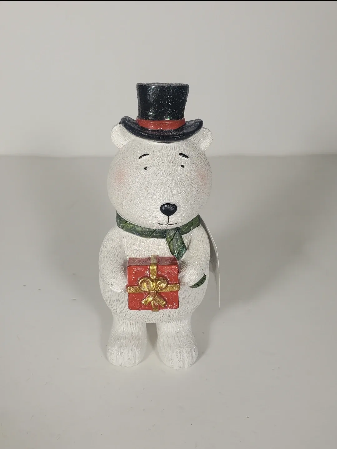 Christmas Glitter Polar Bear Present Holiday Home Decor 6 Inches image indicator(8)