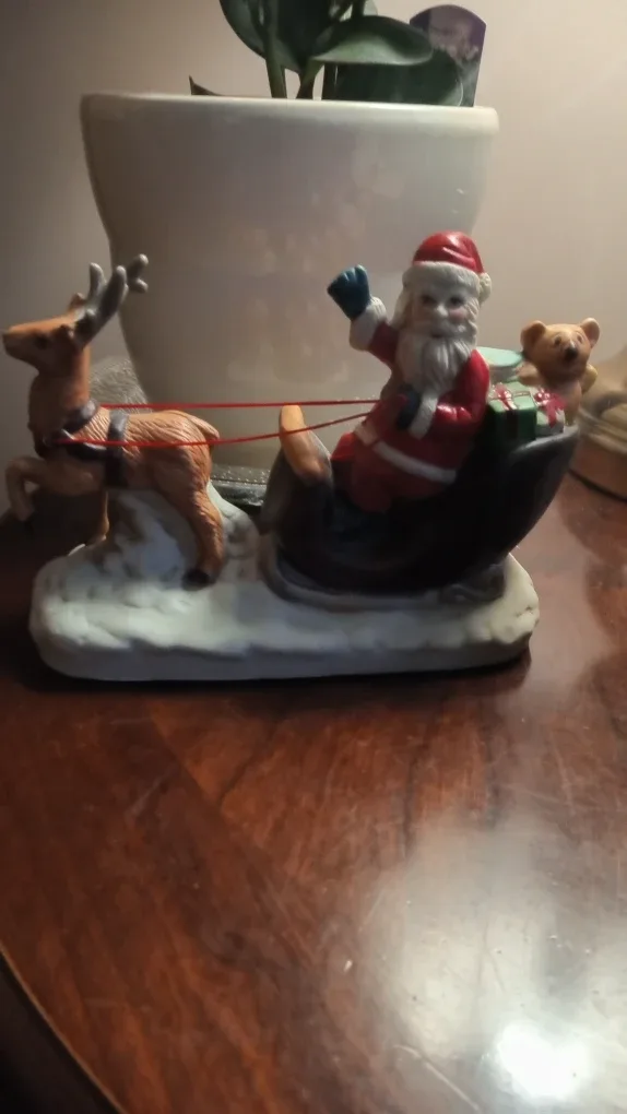 Santa and Reindeer Sleigh Figurine thumbnail