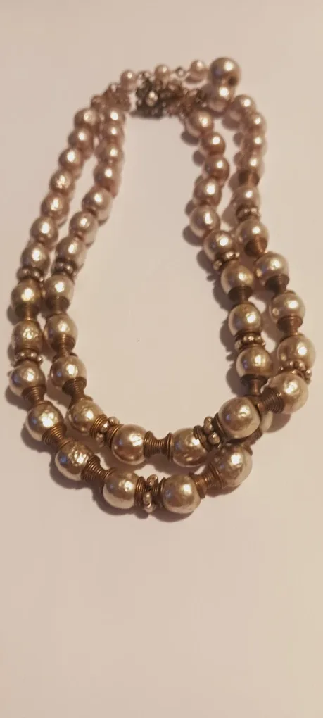 Antique Baroque Pearl Very Short Double Strand Necklace