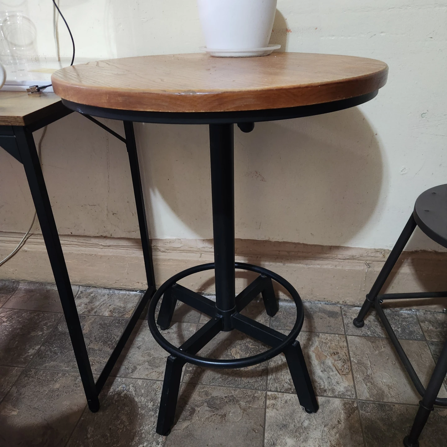 Round Bar Table - Wood & Metal - photo 2