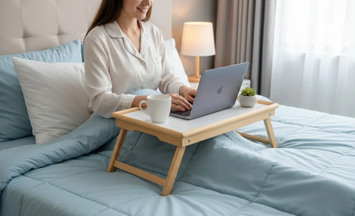 Bed Tray Table with Folding Legs - 22" x 14"