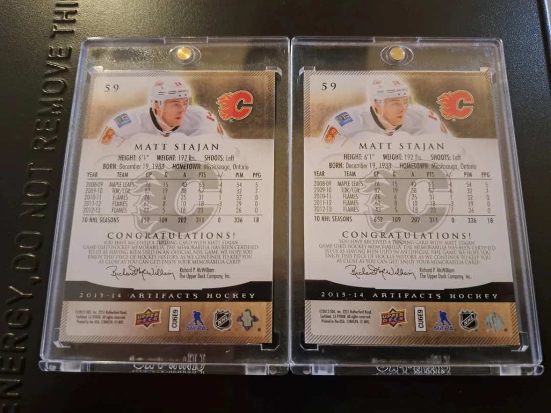 13/14 Upper Deck artifacts/Matt Stajan/golds/game worn/+bonus - photo 5