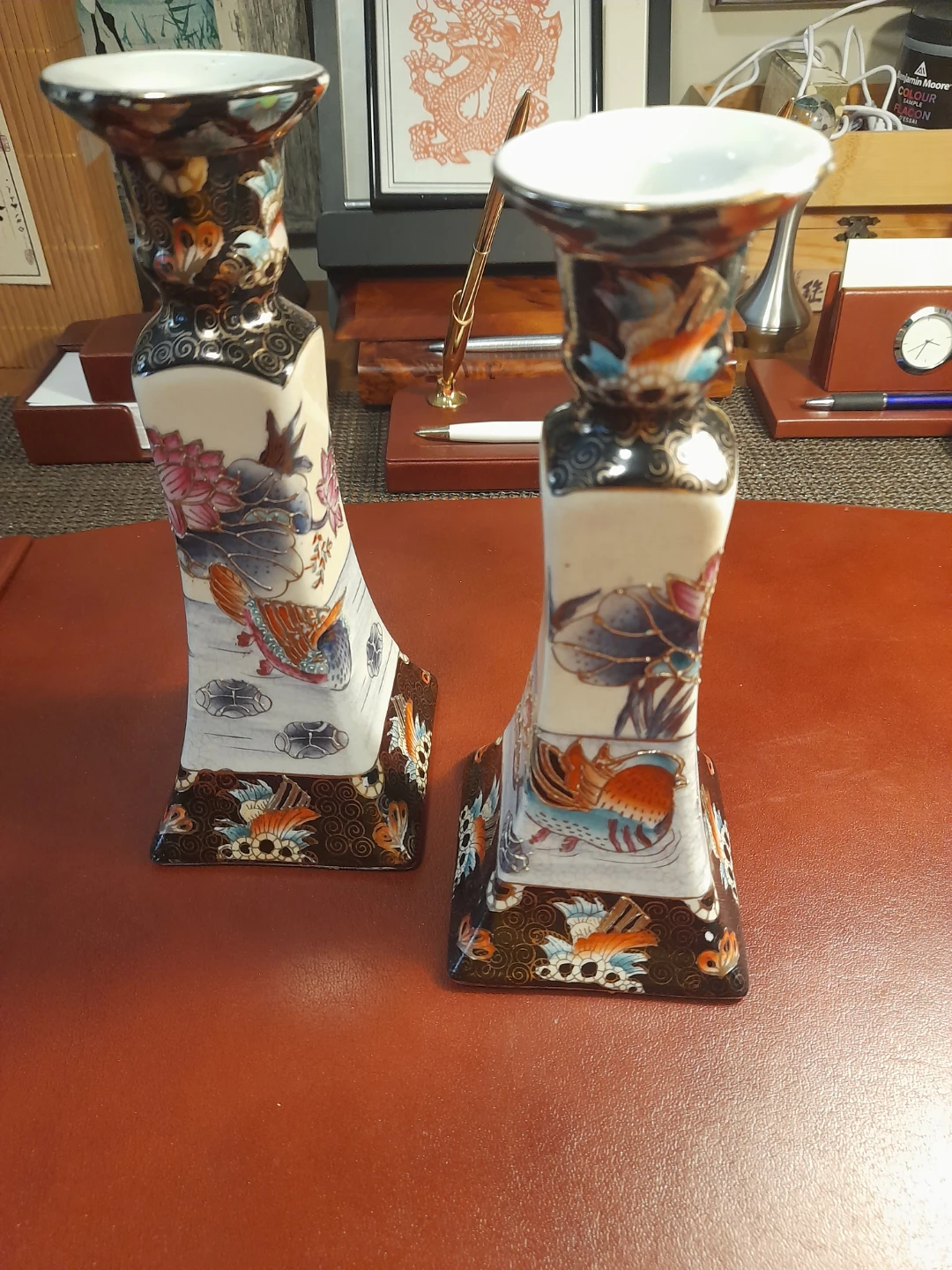 Pair of Vintage Asian Style Candle Holders - photo 4