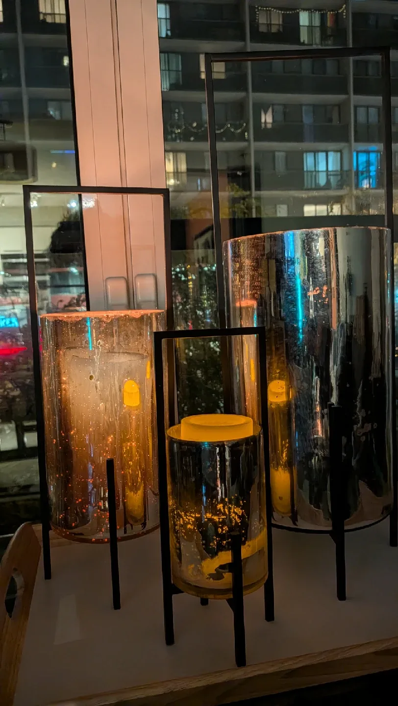 Metal & Glass Hurricane Candle Holder Set of 3, L, M, S image indicator(2)