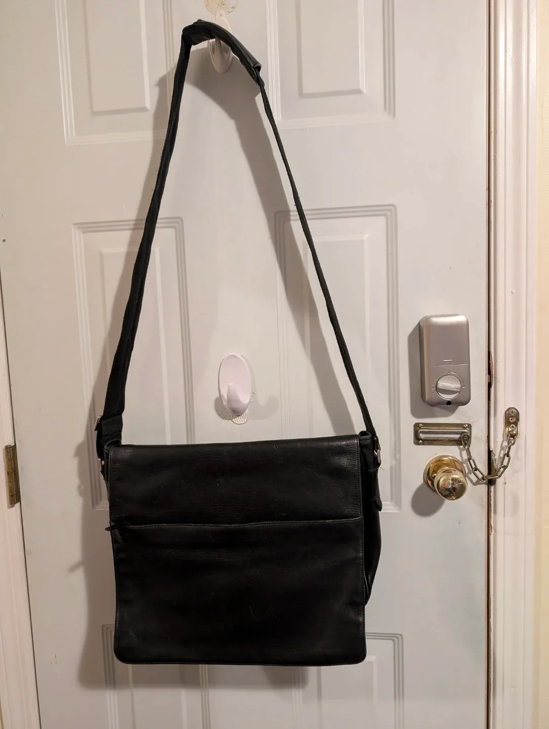 Banana Republic Black Leather Messenger Bag