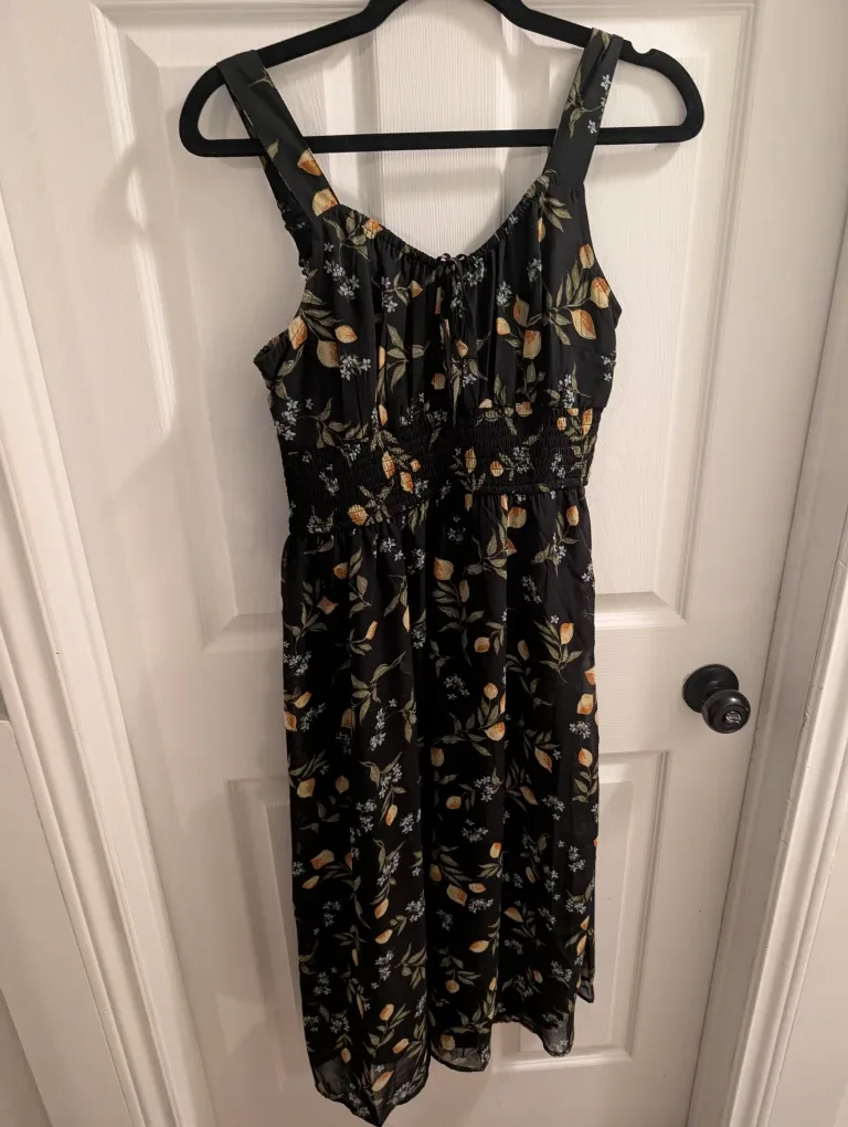 New Black Floral Dress - Size M