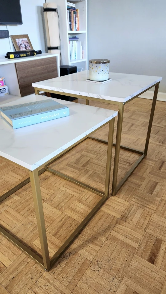 Marble-Finish Coffee Tables set (2 new pcs)