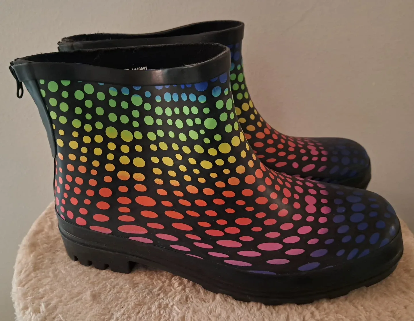 Rainbow Polka Dot Rain Boots