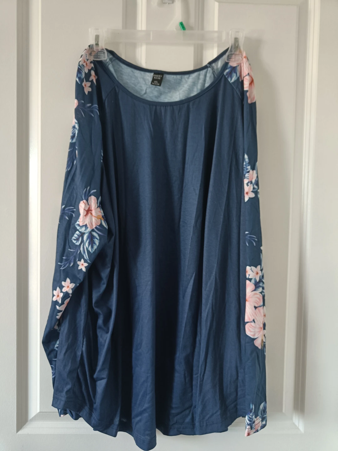SHEIN Navy Blue Floral Long Sleeve Top  from SHEIN