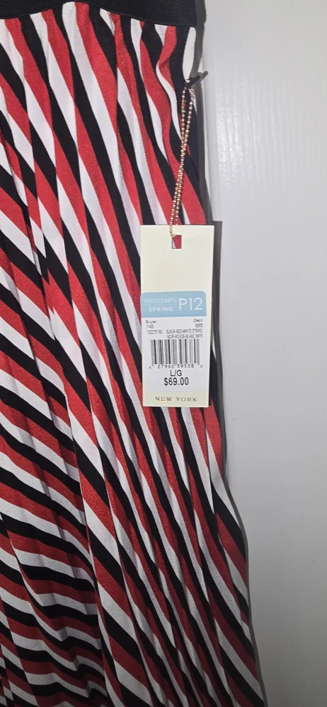 DEX Pleated Skirt, Size L, Red/Black/White Stripes - photo 2