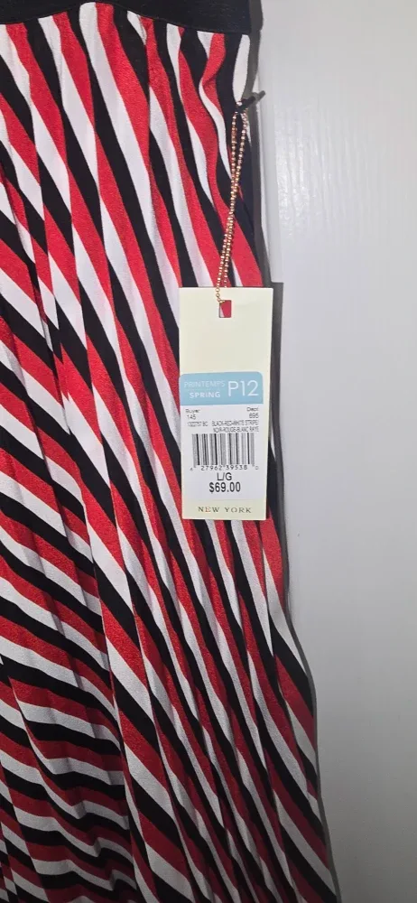 DEX Pleated Skirt, Size L, Red/Black/White Stripes image indicator(2)