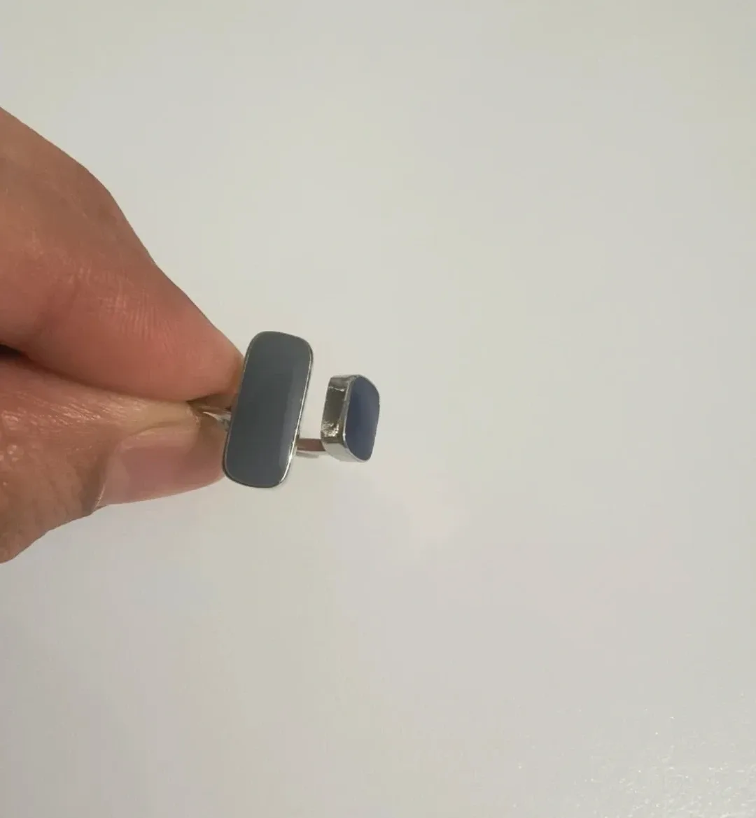 925 Silver Rectangle Geometry Ring image indicator(2)