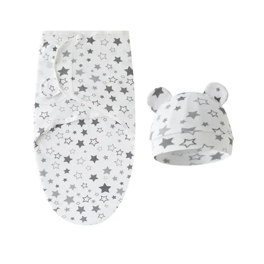 Baby Swaddle Blanket & Hat Set - Star Pattern