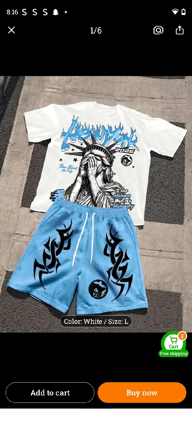 Matching T-Shirt and Shorts Set - Size L