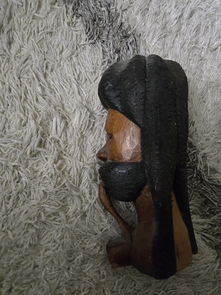 African Wooden Bust Sculpture - photo 2
