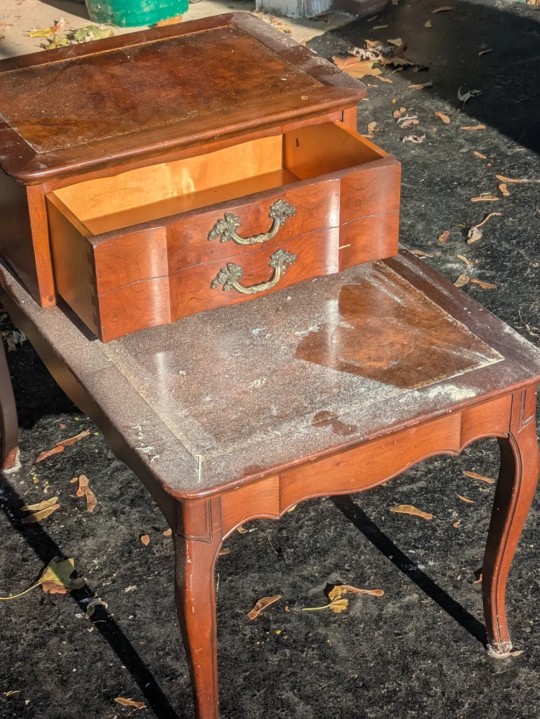 Vintage Wooden Side Table with Drawer image indicator(2)