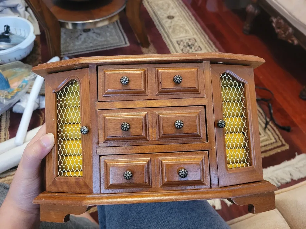 Vintage Wooden Musical Jewelry Box