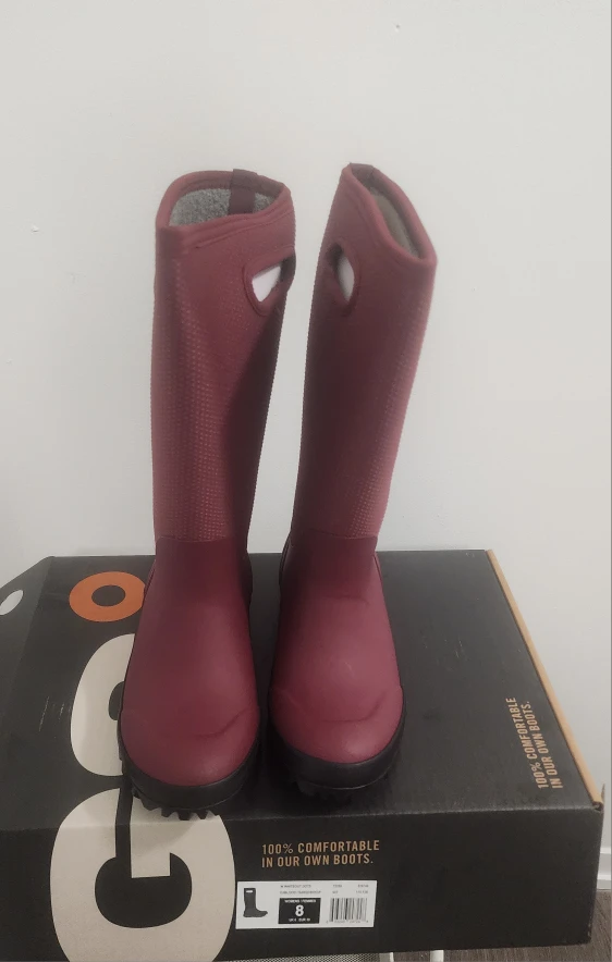 Bogs Whiteout Dots Rain Boots, Size 8, Oxblood - photo 2
