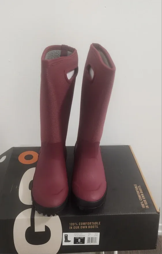 Bogs Whiteout Dots Rain Boots, Size 8, Oxblood image indicator(2)